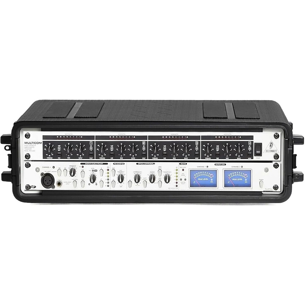 2U Rack Case Shallow 12" Depth 19" Rackmount Flight Case Dustproof for Pro Audio