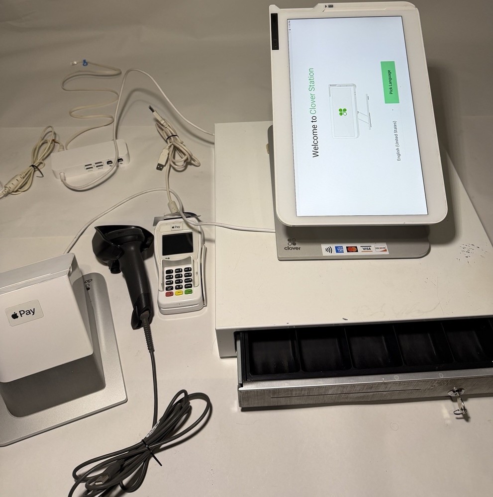 Clover Station C500 POS System Complete Setup w/ Printer Cash Drawer Terminal