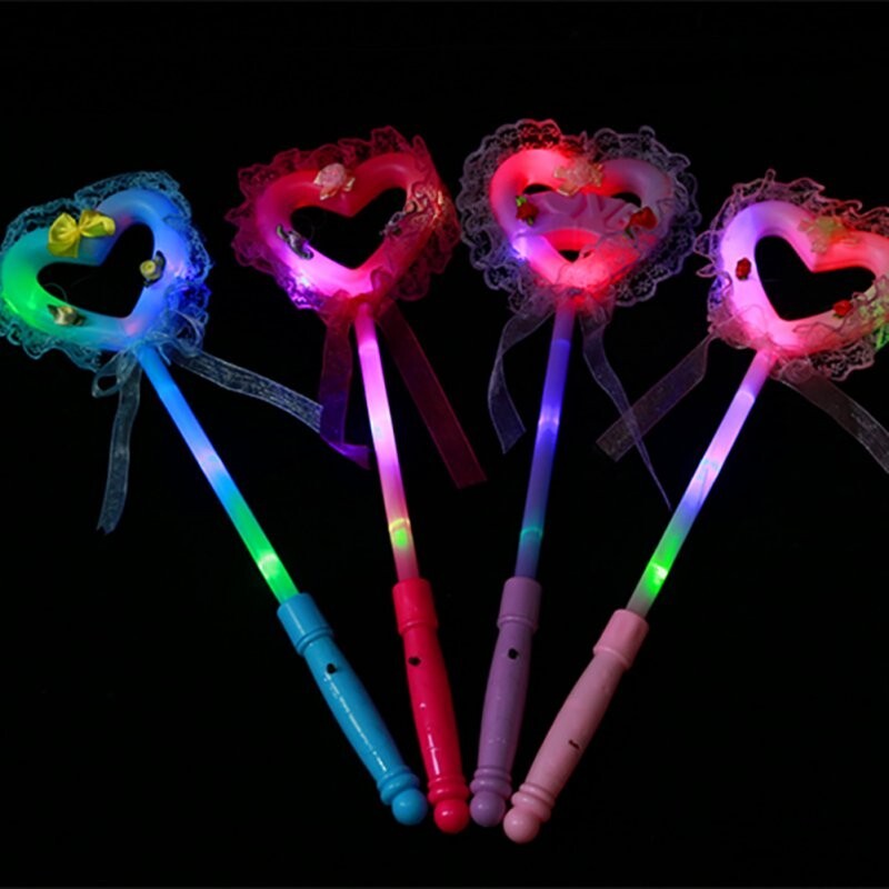 LED Heart Wands Flashing light up Magic stick Multi Color Flashing 12 pks