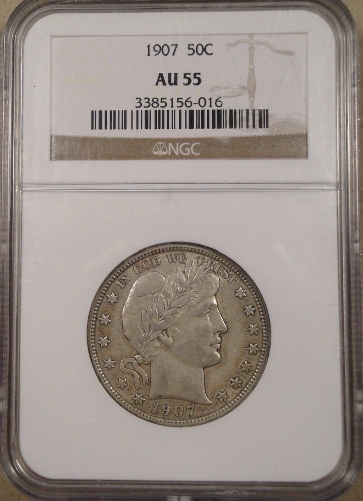 1907 Barber Half Dollar 50c NGC Certified AU55