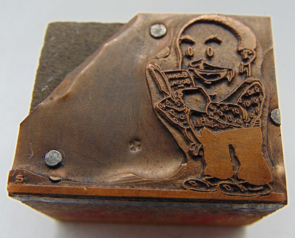 Printing Letterpress Printers Block Man Reading Bank Book