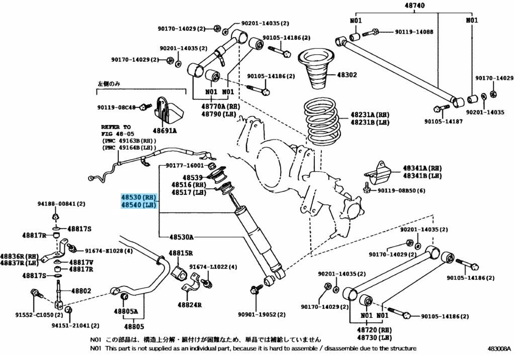 TOYOTA LAND CRUISER 200 LX570 Genuine Rear Shock Absorber Right & Left Set OEM