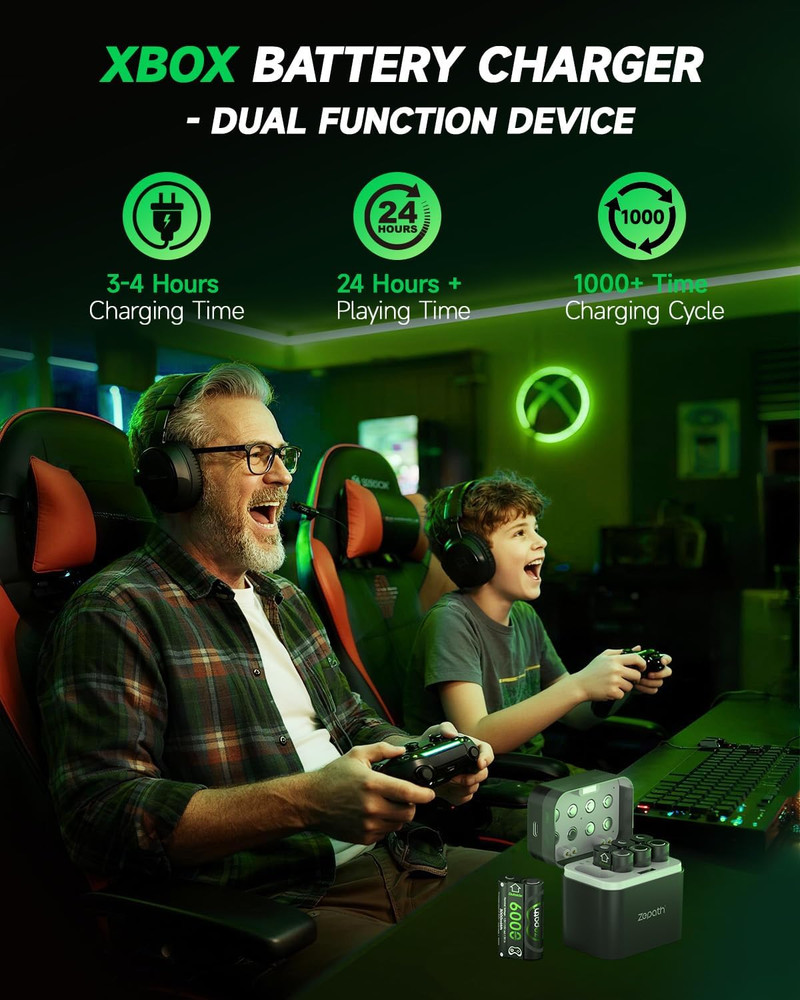 Xbox Controller Battery Pack 4 X 6000Mwh Rechargeable Lithium AA Batteries with