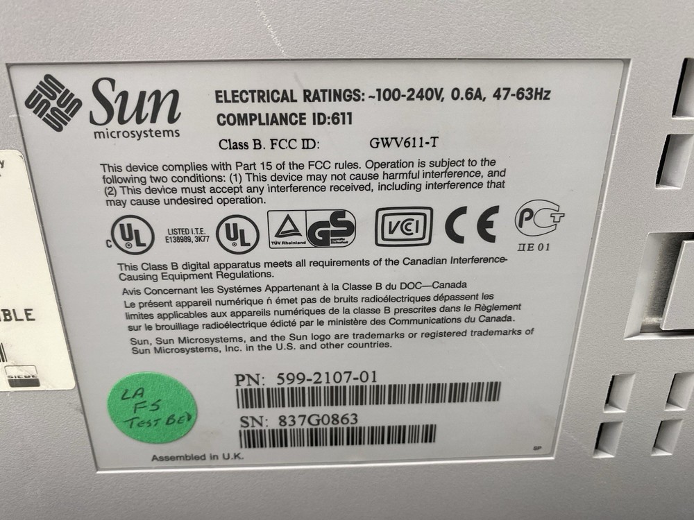 SUN MICROSYSTEMS 599-2107-01 External Tape Drive