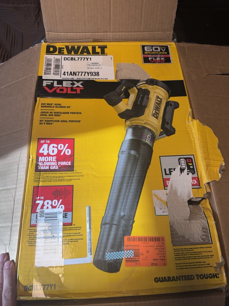 DEWALT DCBL777 FLEXVOLT 60V Brushless Cordless Leaf Blower w/ Nozzle. TOOL ONLY