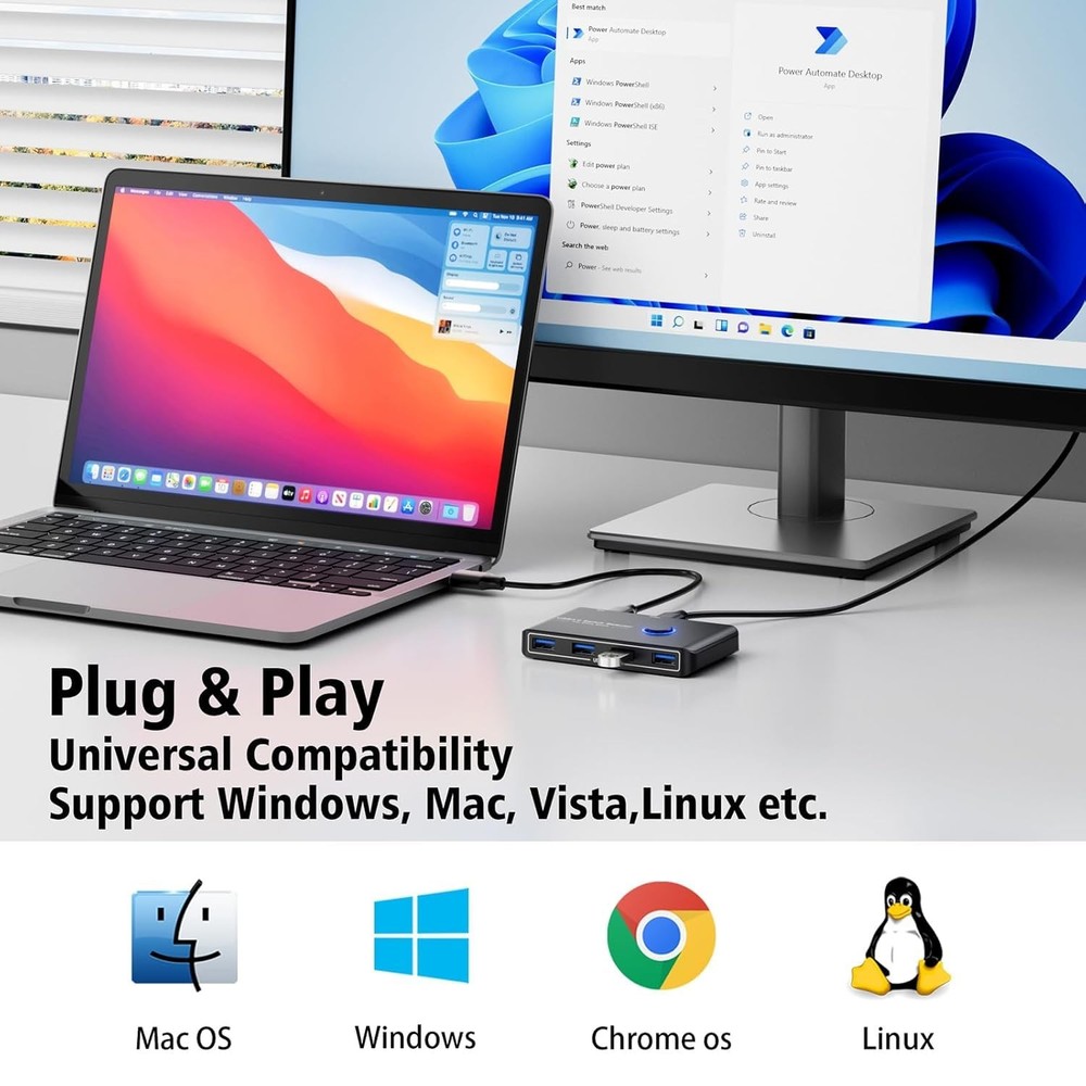 USB 3.0 Switch Selector for 2 Computers, USB Switcher Sharing 4 USB Devices Peri