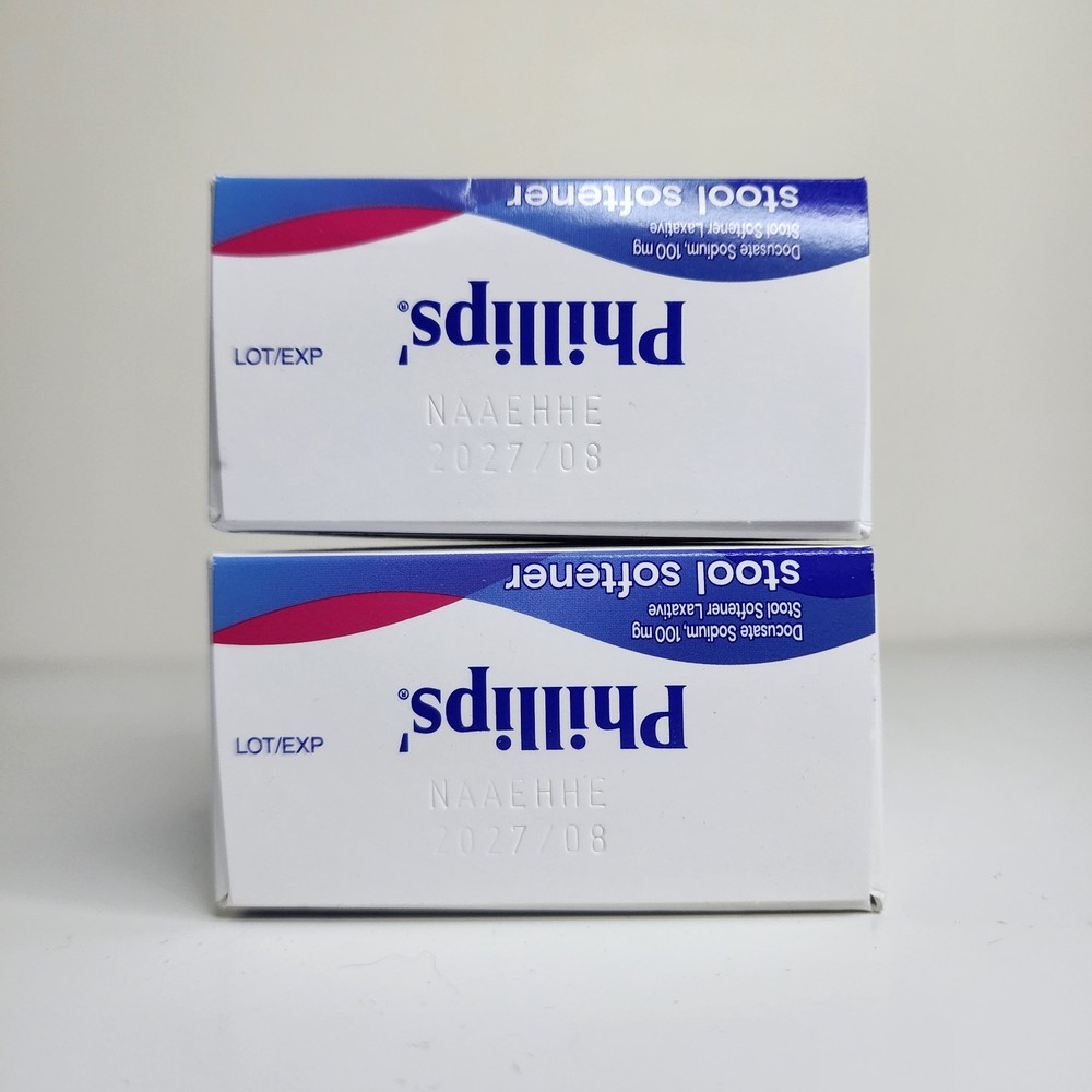 2 Pack Phillips' Stool Softener Laxative 30 Count Each Exp 08/2027