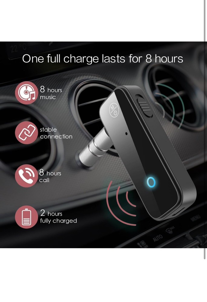 Bluetooth Aux Adapter for Car, Bluetooth Receiver for Car, 2 in 1 Wireless Bluet
