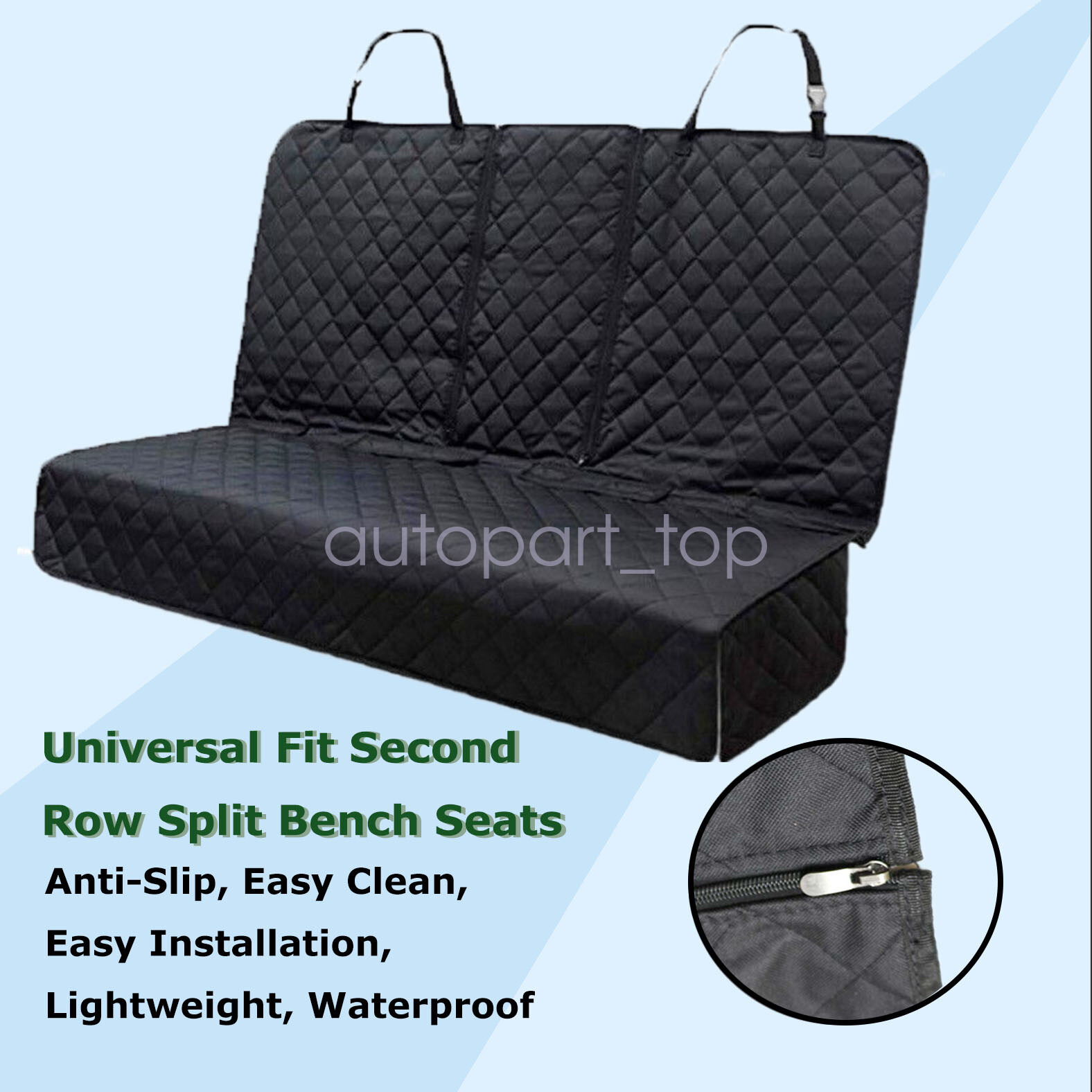 Seat Cover Rear Back Car Pet Dog Travel Waterproof Bench Protector Luxury -Black