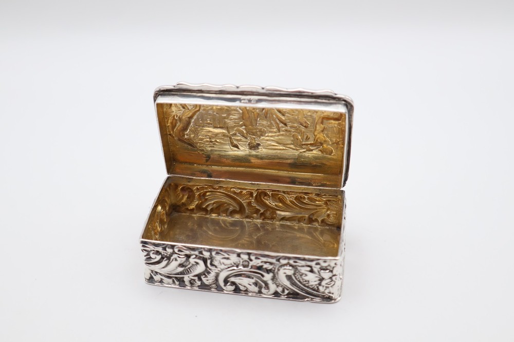 Lovely Antique Solid Silver Box with Scenery Hallmarked Chester 1902