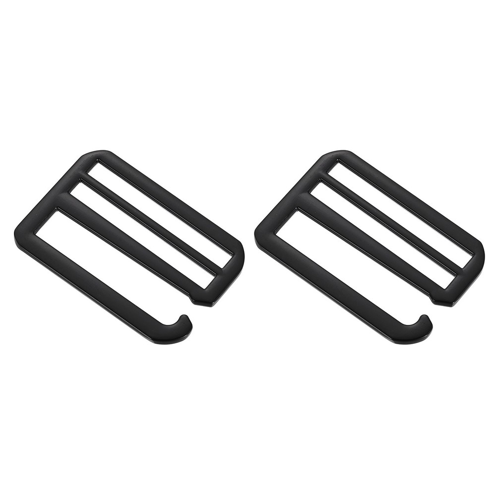 2Pcs G-Hook Webbing Buckles 50mm Flat Tri-Glide Black