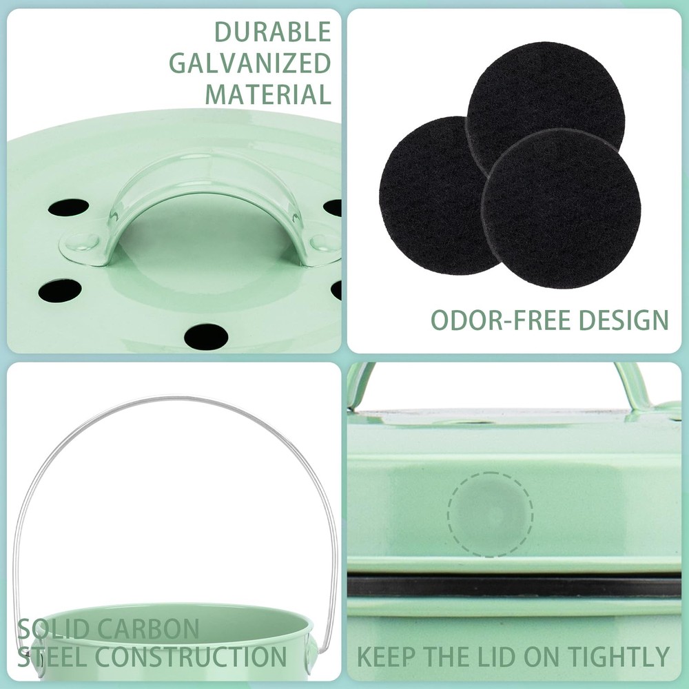 Kitchen Countertop Compost Bin with lid – Small, Includes Inner Compost Bucket L