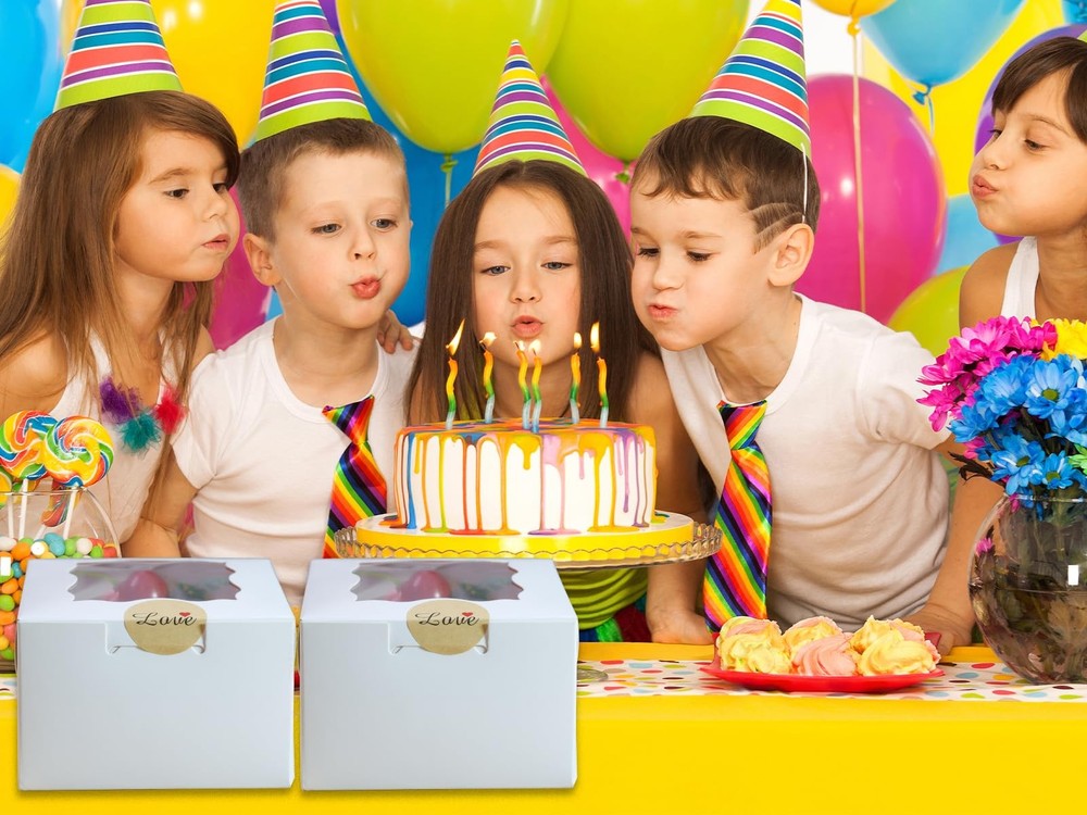 20 PCS Cake Boxes 6x6x5 Inch Bakery Boxes with Window White Cupcake Container