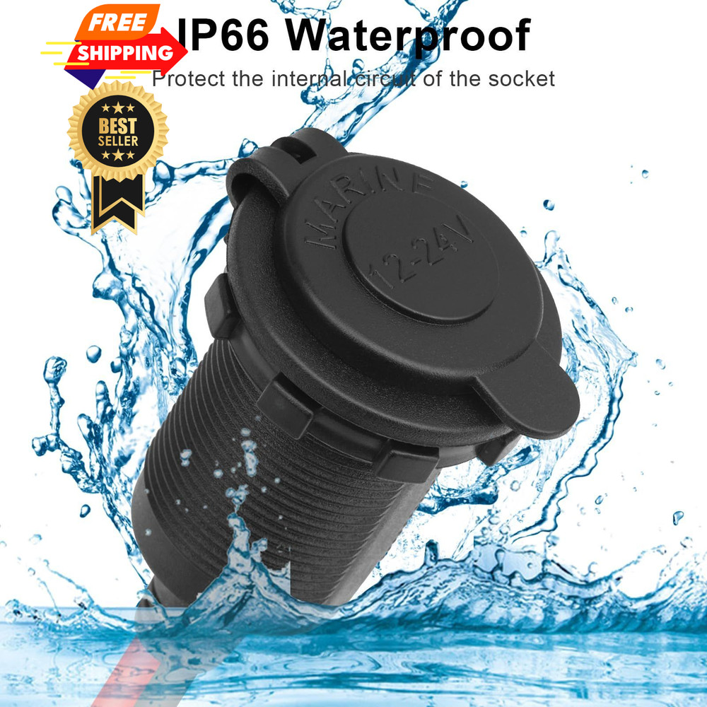 Dongge 2FT 12V/24V Fixed Thread Cigarette Lighter Socket Extension 2 FT, 2 ft