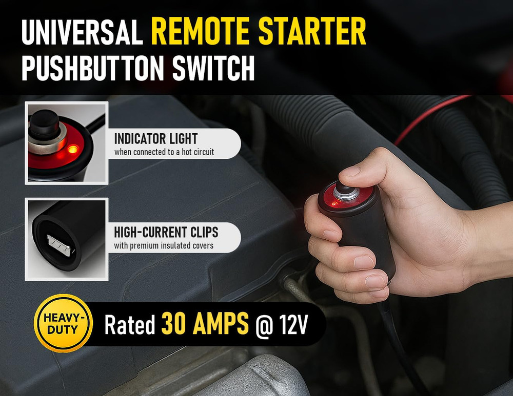 Heavy-Duty Remote Starter Switch for Car and Truck – Push-Button Engine Start wi