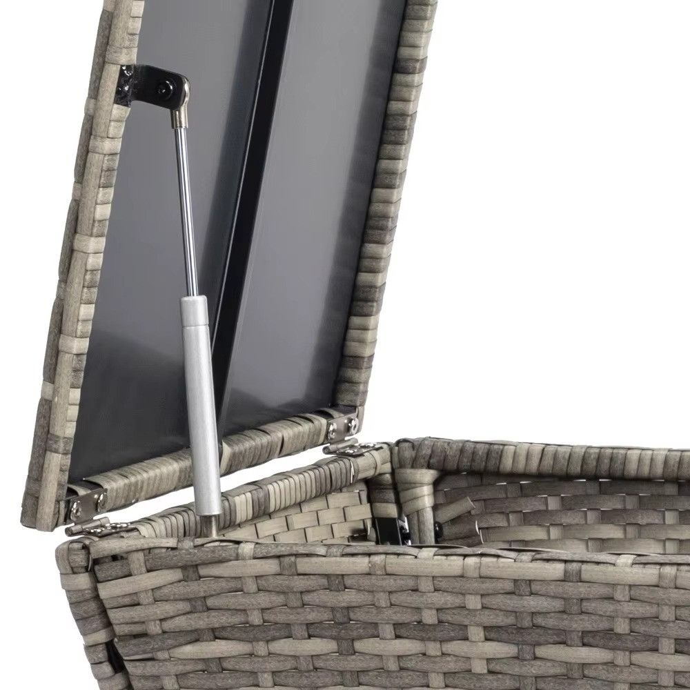 Outdoor PE Wicker Side Table with Storage Bin Container