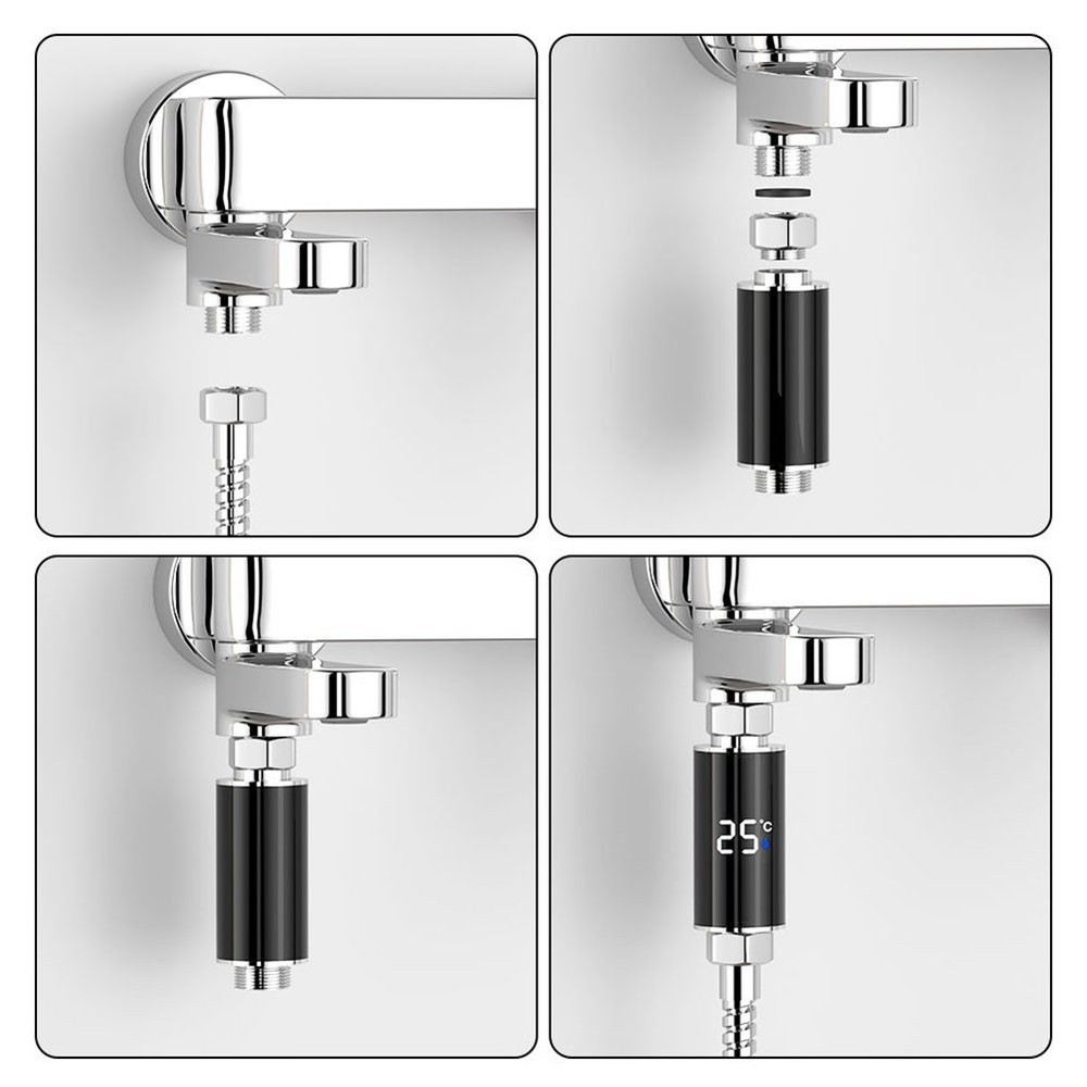 Color-Coded Indicator Digital Display Shower Head Water Temperature Meter