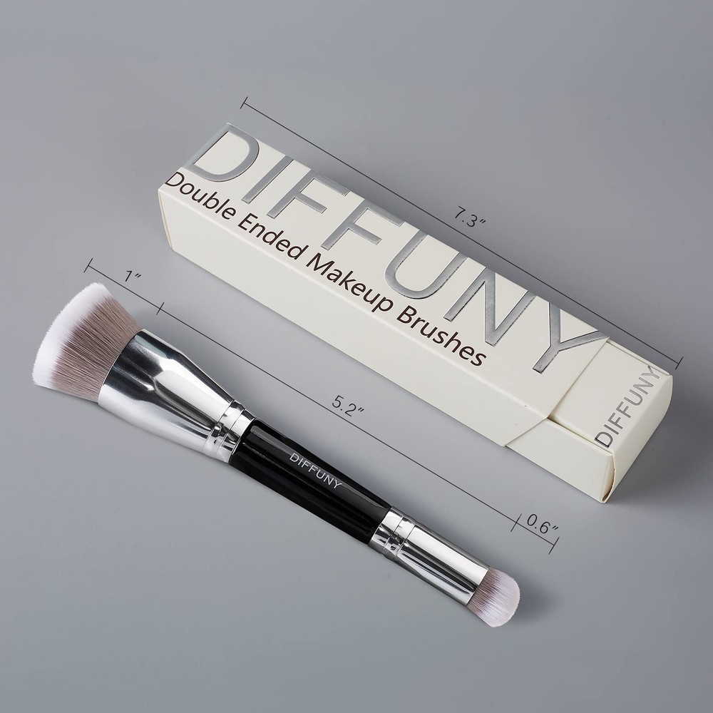 DIFFUNY Large Makeup Brushes Double Ended Foundation Brush & Concealer Black