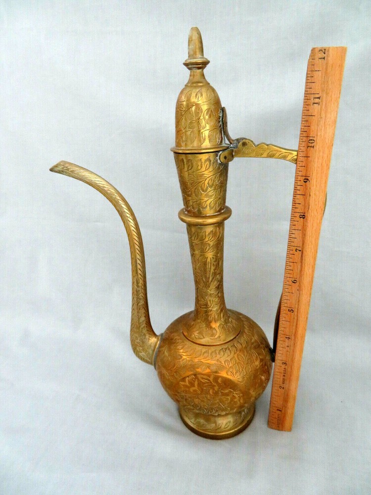 Solid Brass Islamic Arabic Dallah Turkish Tea Coffee Pot 13"