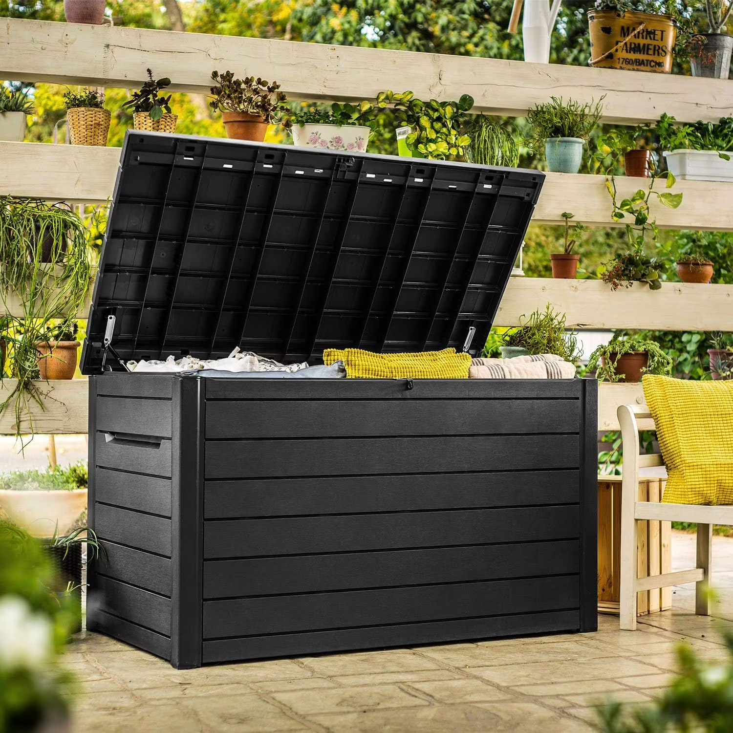 Keter Large 230 Gallon Outdoor Storage Deck Box Weatherproof Plastic-Graphite