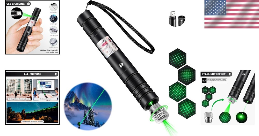 Long Range Green Laser Pointer – USB Rechargeable, Perfect for Hiking & Camping