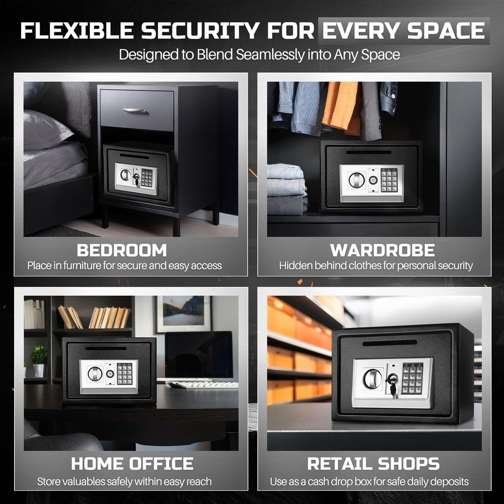 Flexzion Electronic Depository Safe Box with Drop Slot Posting Opening - Digital