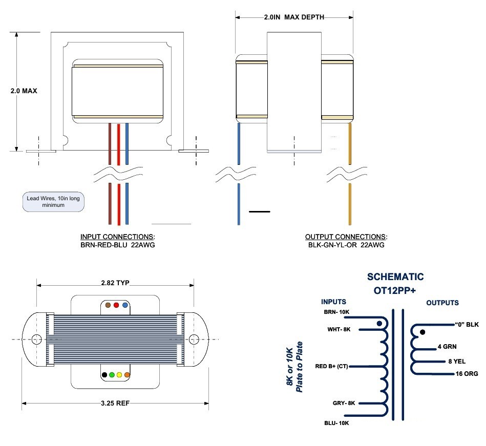 OT12PP-PLUS (MIM) PushPull Output transformer for Tweed Deluxe/Princeton Rvb