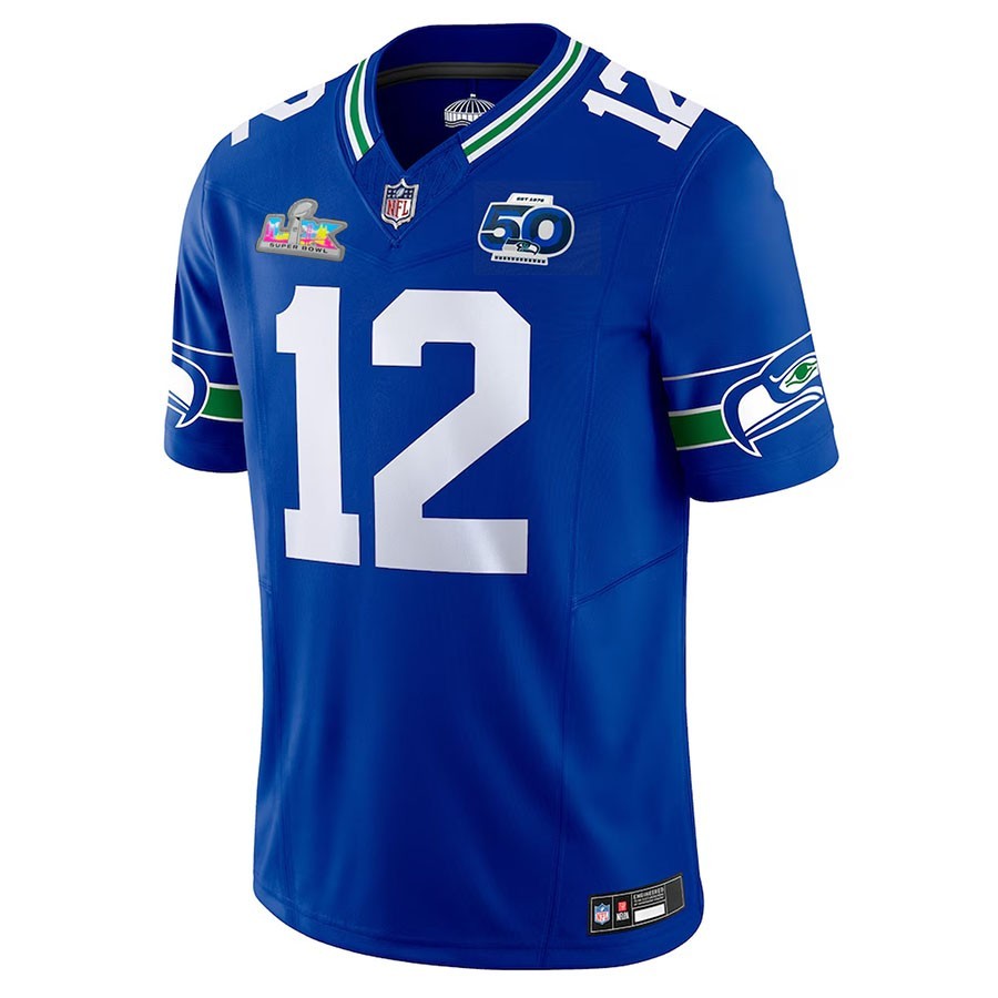 NWT Men's Seahawks 12s FAN Super Bowl LX Patch Stitched Jersey
