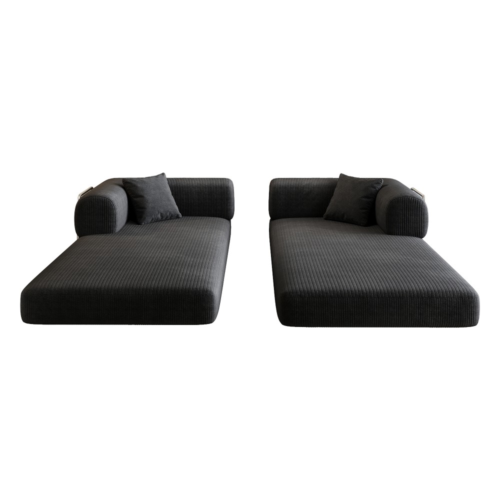 Compression Sofa, Convertible Floor Sofa Bed, Futon Couch Sleeper Bed, Black