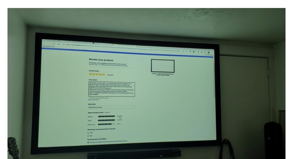 Insignia - 100" Home Theater Fixed Wall Projector Screen - White