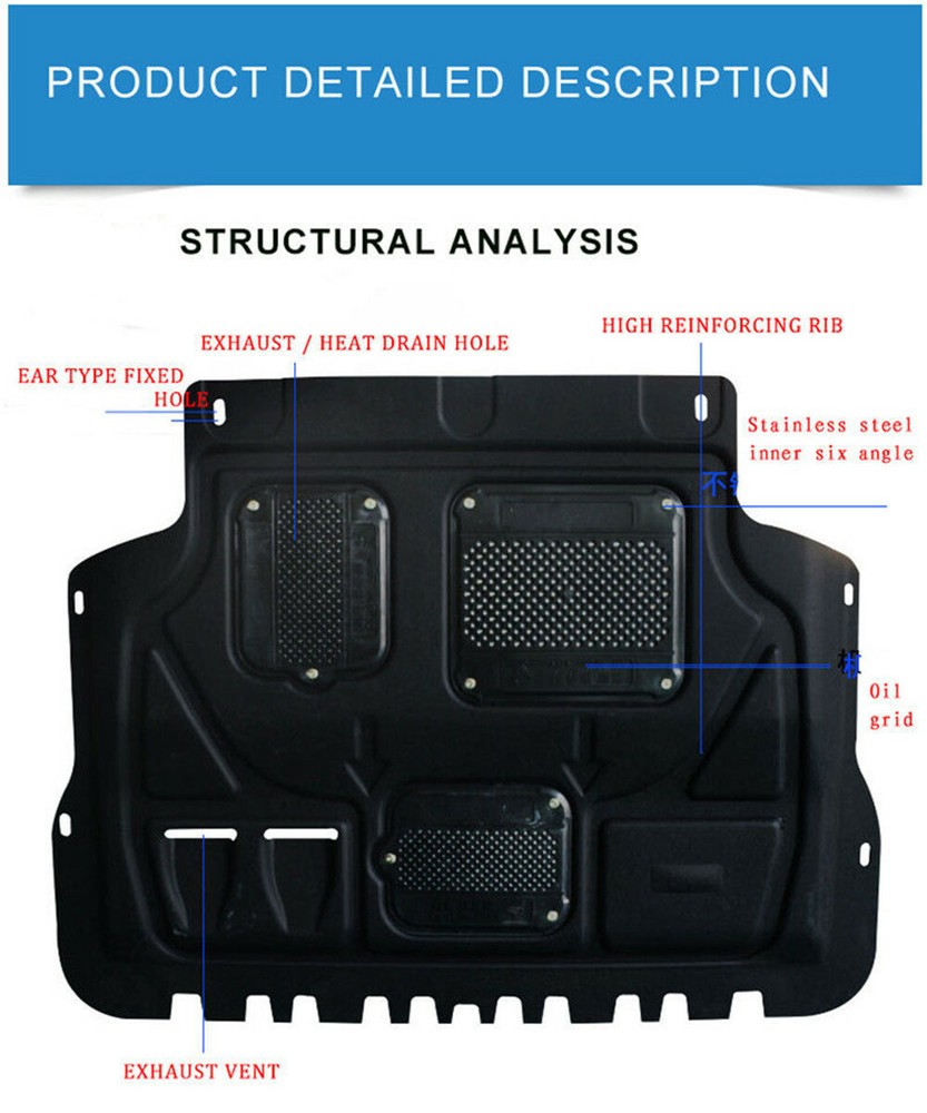 Lower Guards For Ford Focus 2012-2018 Engine Splash Shield Chassis Armor Black