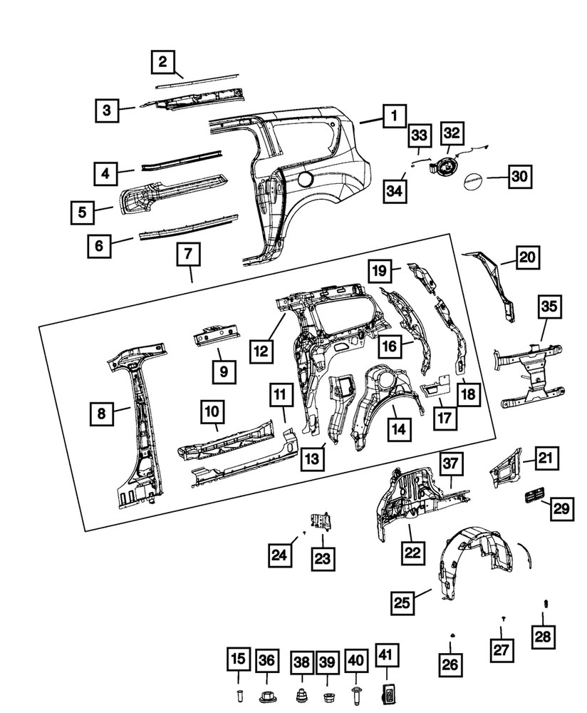 Genuine Mopar Rear Side Rail Cover Left 68226867AC