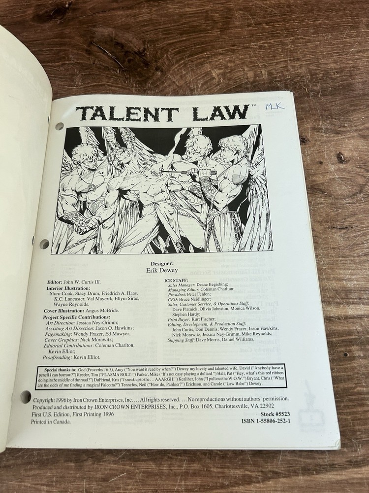 ICE Rolemaster 3rd Ed Talent Law