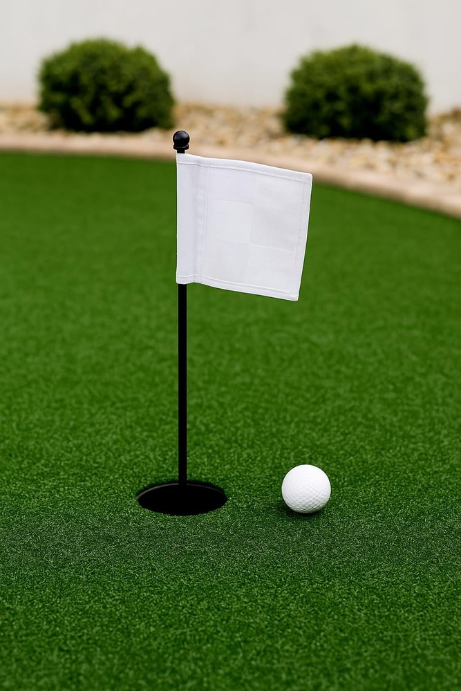 Set 3X Single Sided 8x6 Inch Solid White Golf Polyester Flag - Mini Putting G...