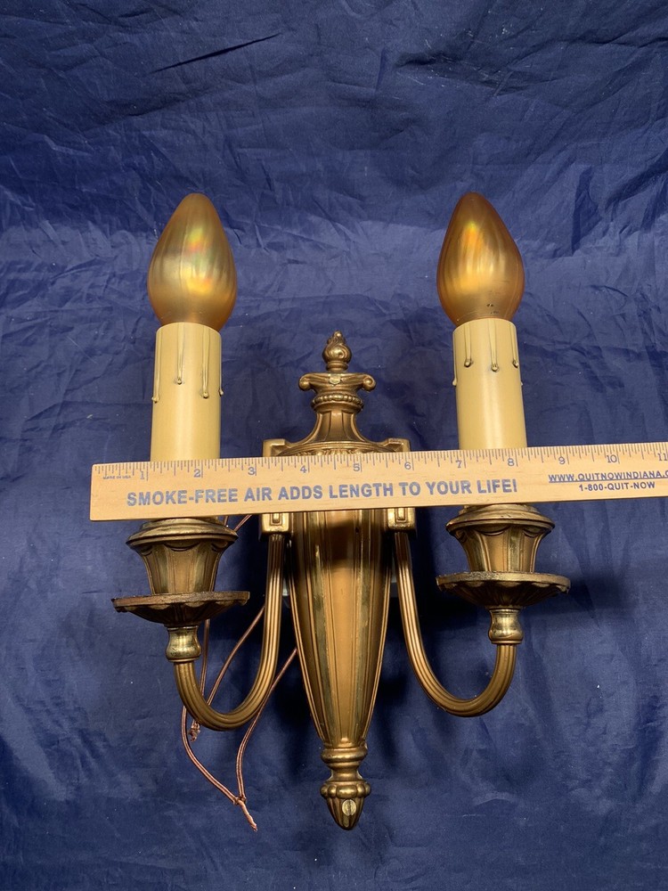 Single Wired Antique Sconce Double Arm Rewired 90E
