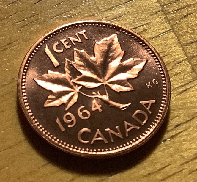 1964 Canada 1 Cent Coin - Uncirculated - KM# 49