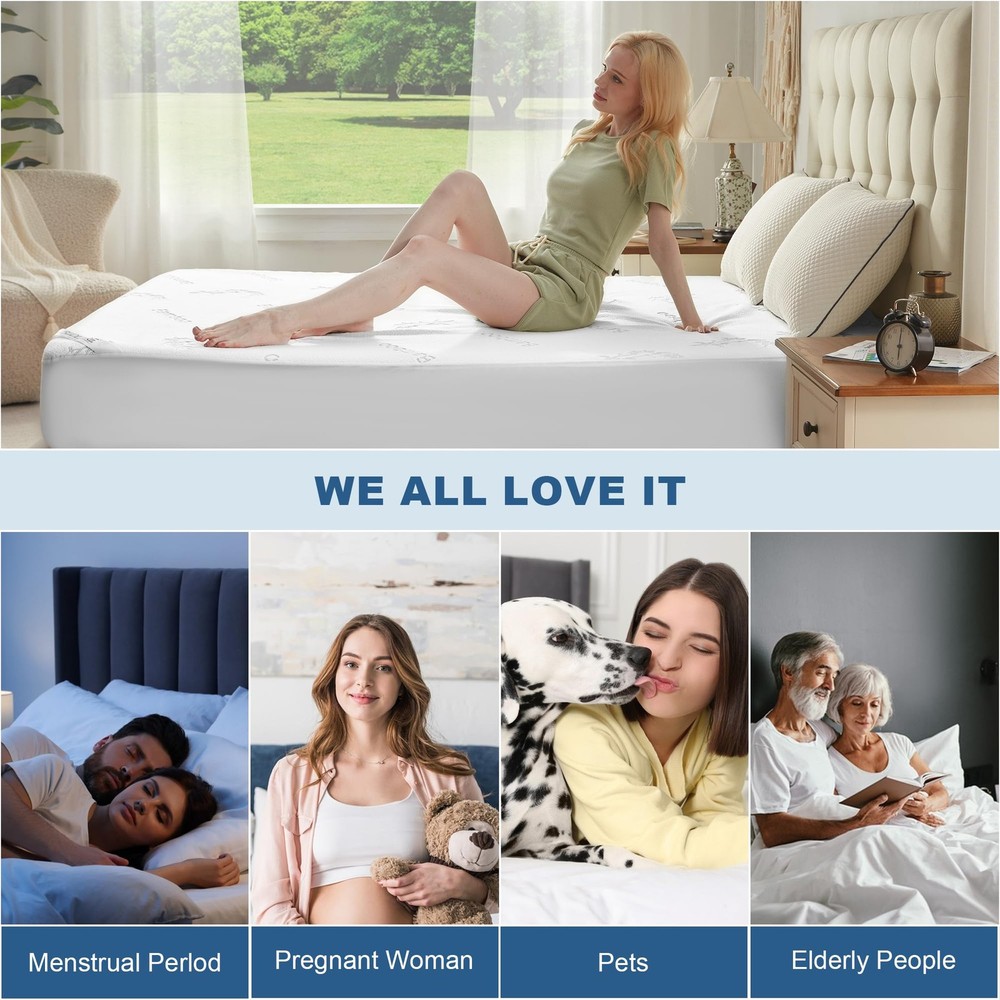 BEDLORE Full Size Waterproof Mattress Protector Viscose Derived from Bamboo, Sof