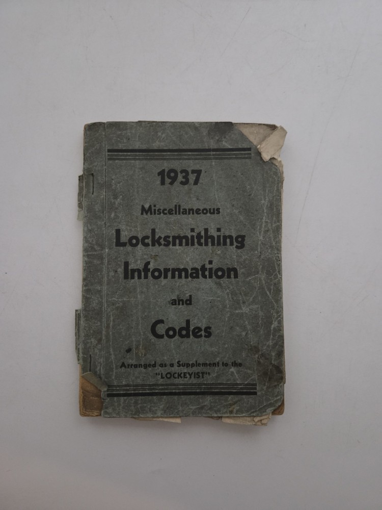 1937 Miscellaneous Locksmithing Information And Codes Book