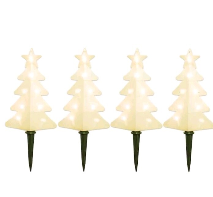 NEW - GE 4-ct Random Sparkle LED White Christmas Tree Pathway Markers