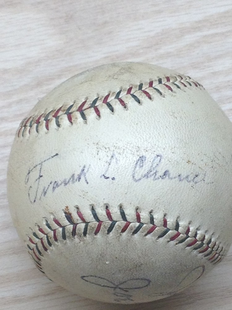 Tinker, Evers, Chance autographed ball! COA, please read
