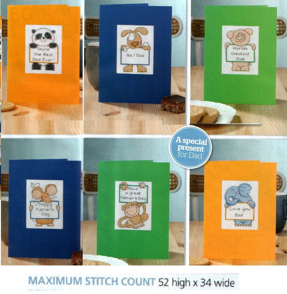 FATHER'S DAY CARDS  CROSS STITCH PATTERN    EQ - EUE