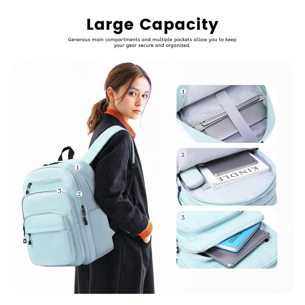 Basic Multi-Pocket Multipurpose Backpack Classical Water Resistant Student Bo...