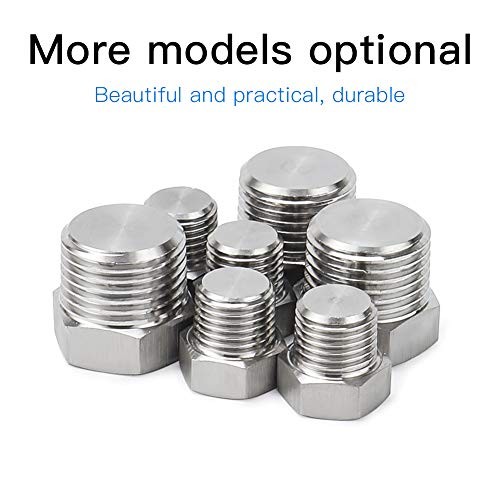 1/4" NPT Male Outer Hex Head Thread Plug Pipe Fitting, 304 1/4"(6pcs)