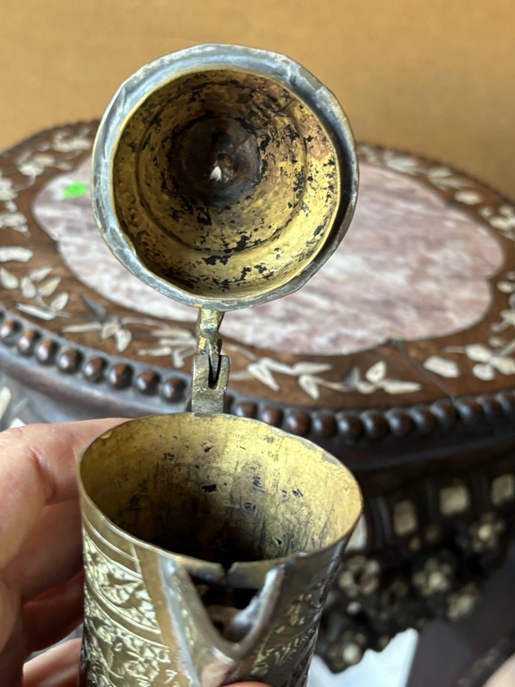 Antique Dallah Coffee Pot Brass Chased Hand Tooled