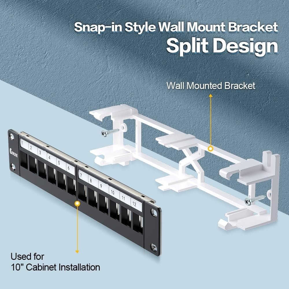 12 Port Blank Keystone Patch Panel Wall Mount 10inch with