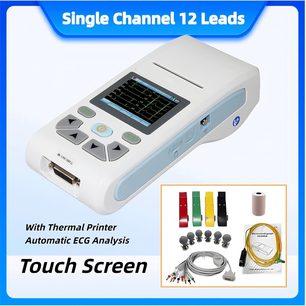 Touch Screen ECG90A Single Channel 12 Leads ECG  Machine Printer USB PC Software
