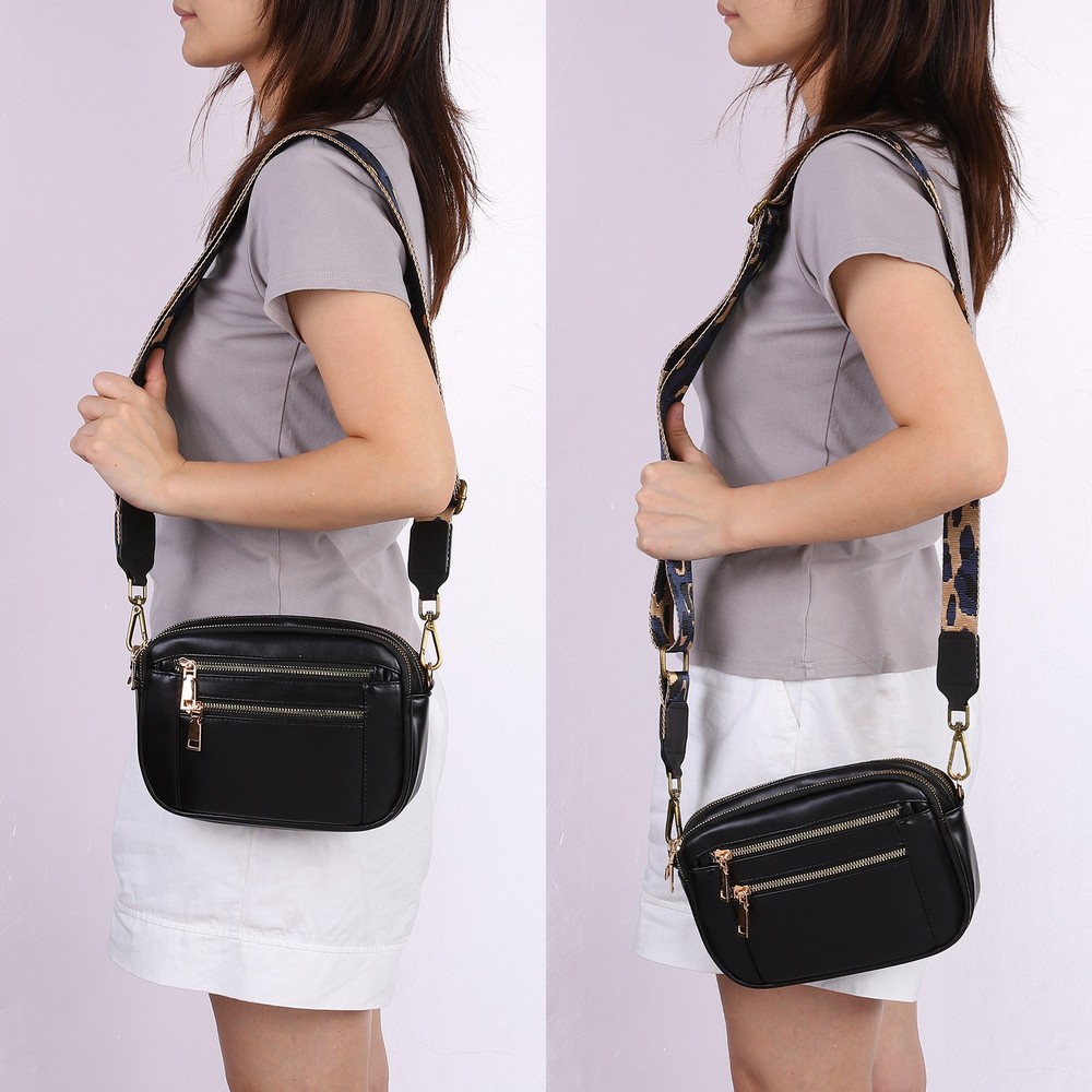 2.5cm Wide Shoulder Strap, Dark Brown, Silver Pull Core Buckle