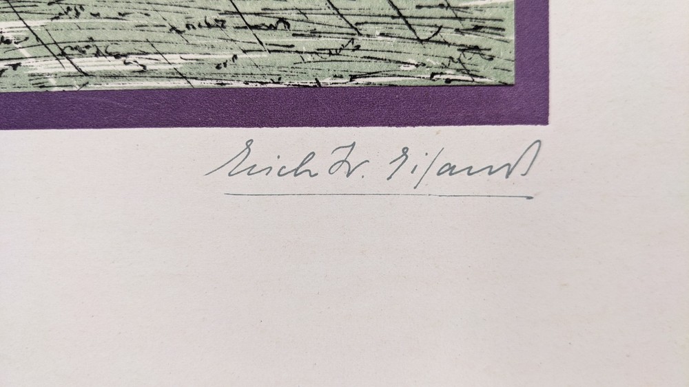 Erich W. Eiland, crying alone, drawing, autographed, titled