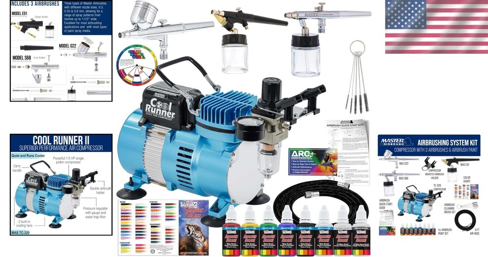 Cool Runner II Airbrush Kit with Powerful Compressor & Paint