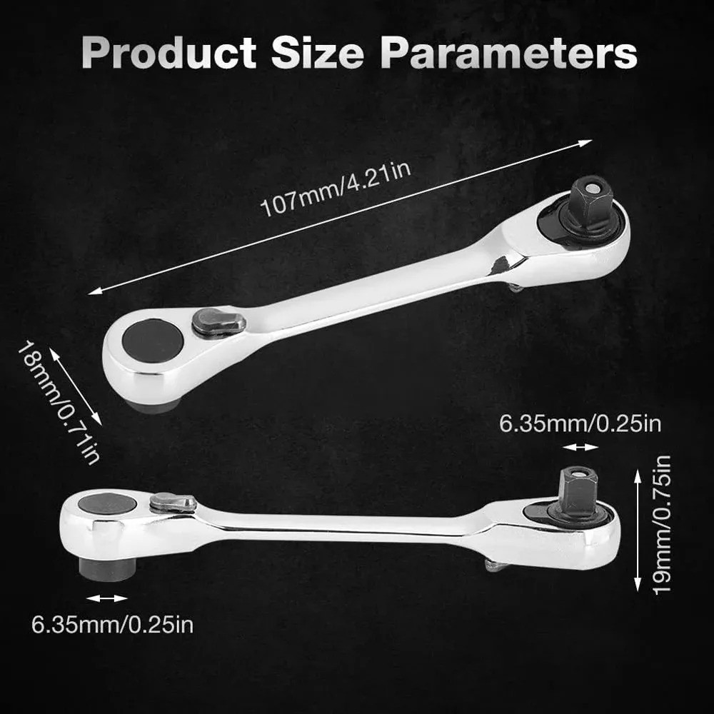1/4" Mini Double-Ended Quick Socket Ratchet Wrench Rod Screwdriver Bit Tools.
